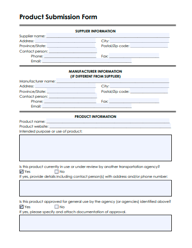 product submission form template