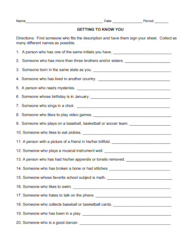 professional get to know you worksheet