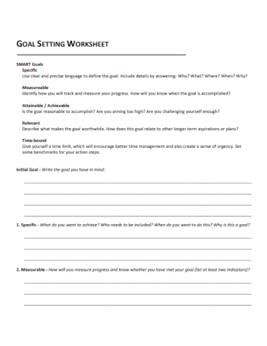 professional goal setting worksheet