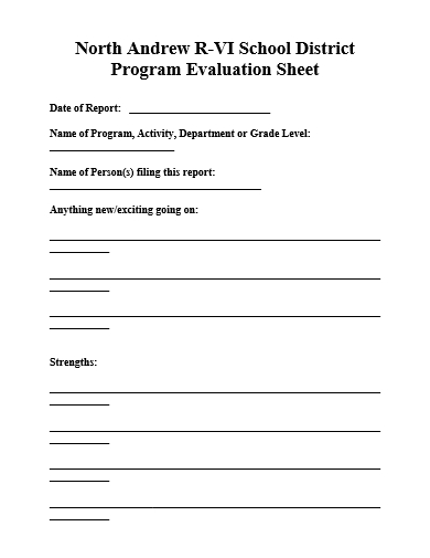 program evaluation sheet template
