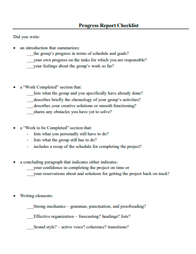 progress report checklist template1