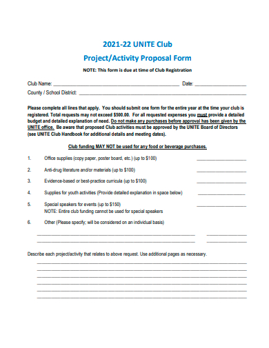 project activity proposal form template