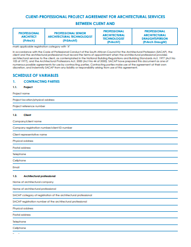 project agreement for architectural services template