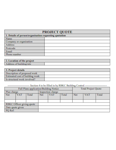 project quote form template