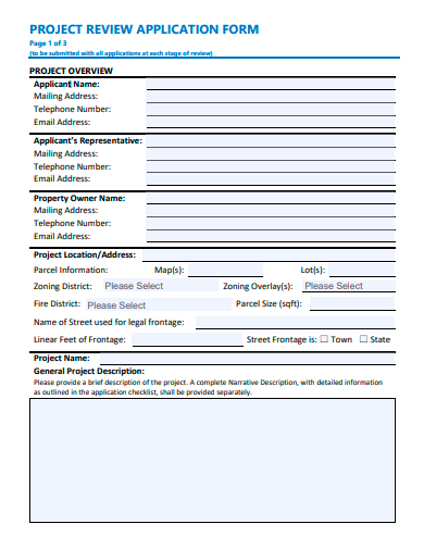 project review application form template
