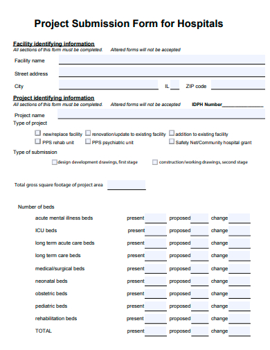 project submission form for hospitals template
