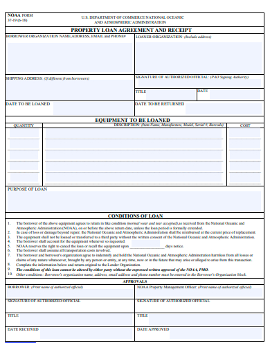 property loan agreement and receipt template