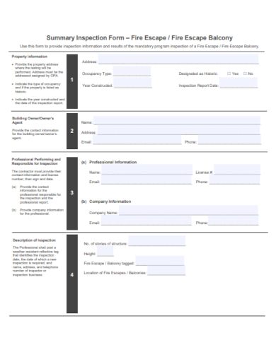 property summary inspection form