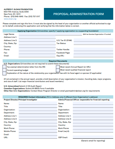 proposal administration form template