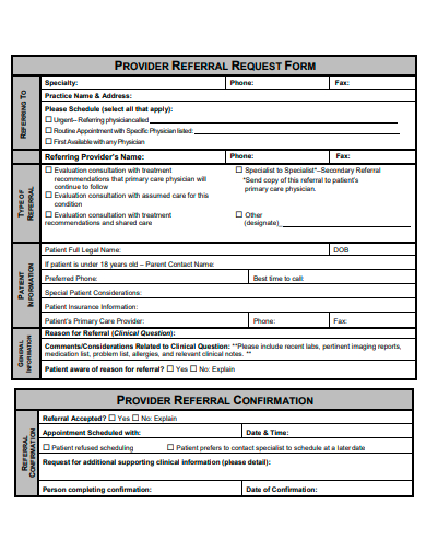 provider referral request form template