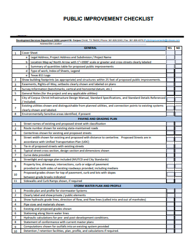 public improvement checklist template