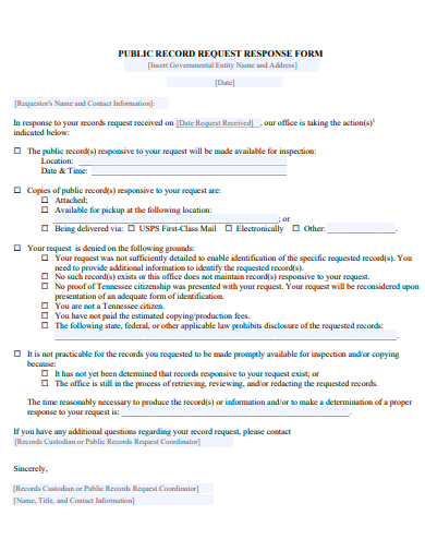 public record request response form template