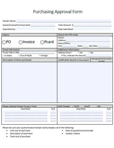 purchasing approval form template