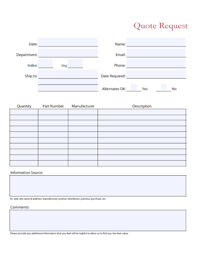 quote request form