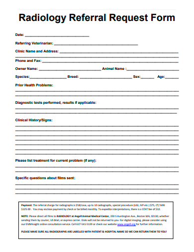radiology referral request form template