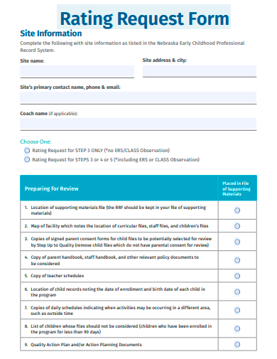 rating request form template