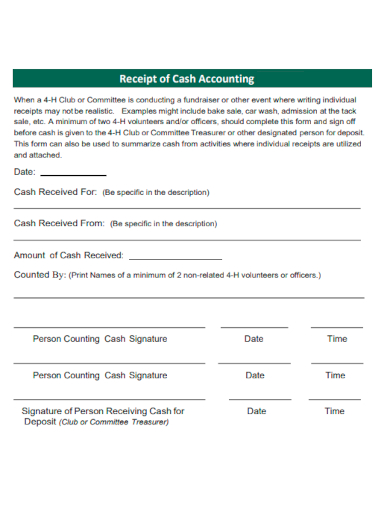 receipt of cash accounting