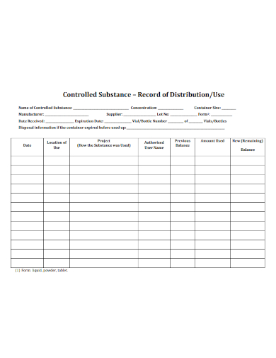 record of distribution form