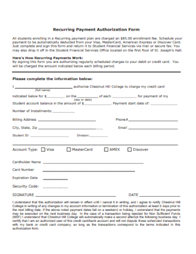 recurring payment authorization form