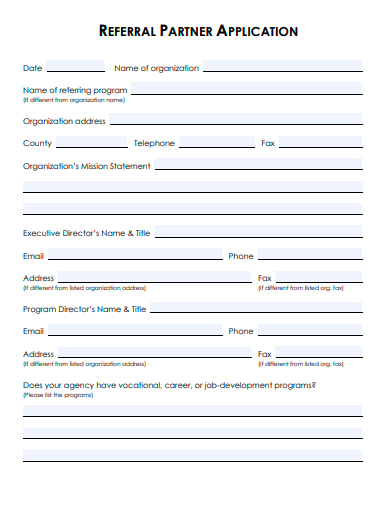 referral partner application template