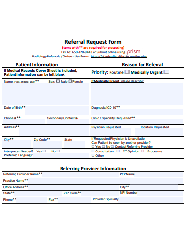 referral request form template