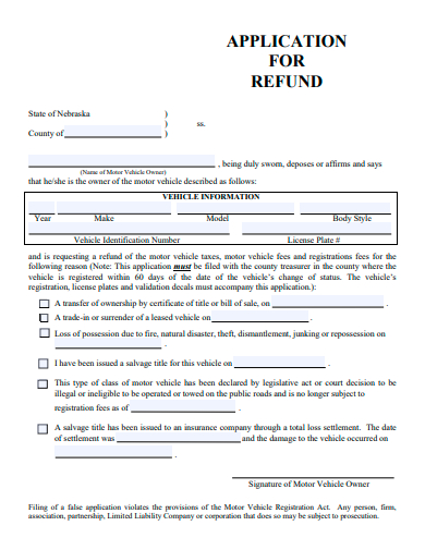 refund application format
