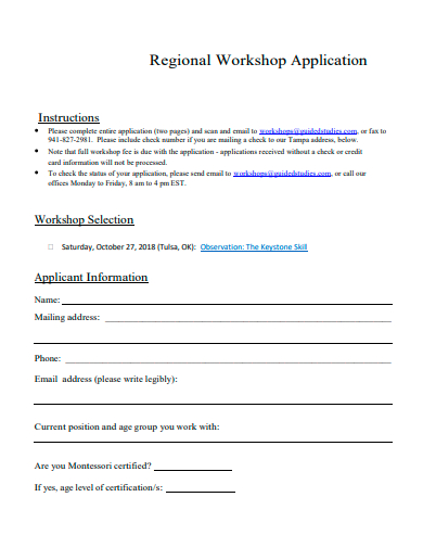 regional workshop application template