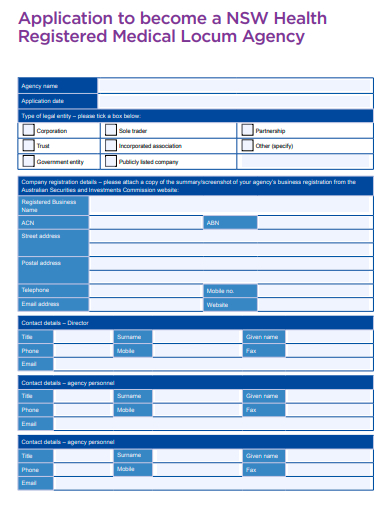 registered medical locum agency application template