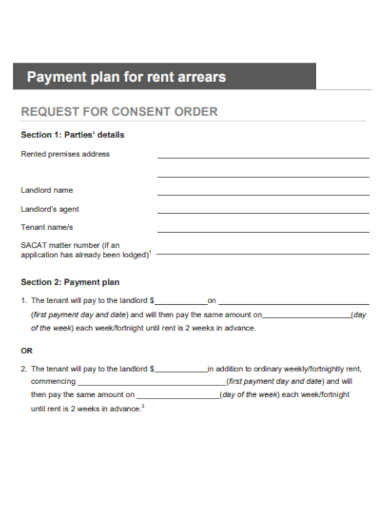 rent payment plan form