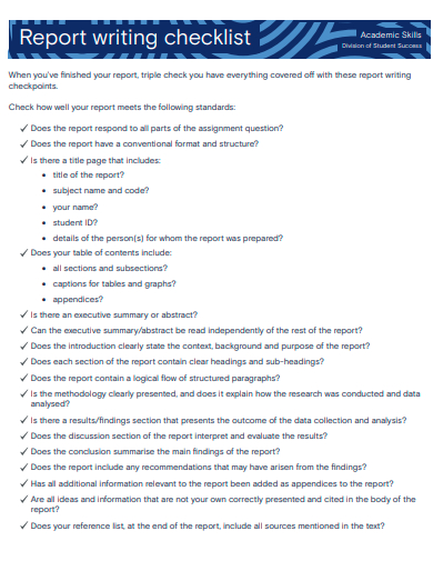 report writing checklist template