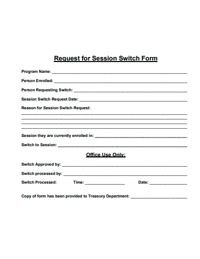 request for session switch form template