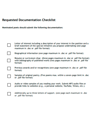 requested documentation checklist template