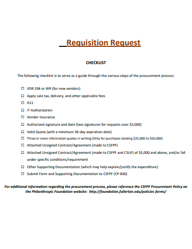 requisition request checklist template