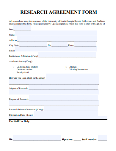 research agreement form template
