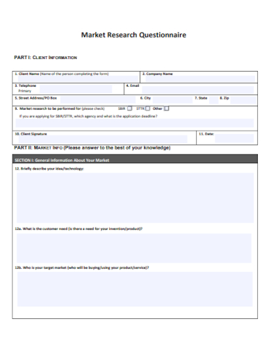 research questionnaire form