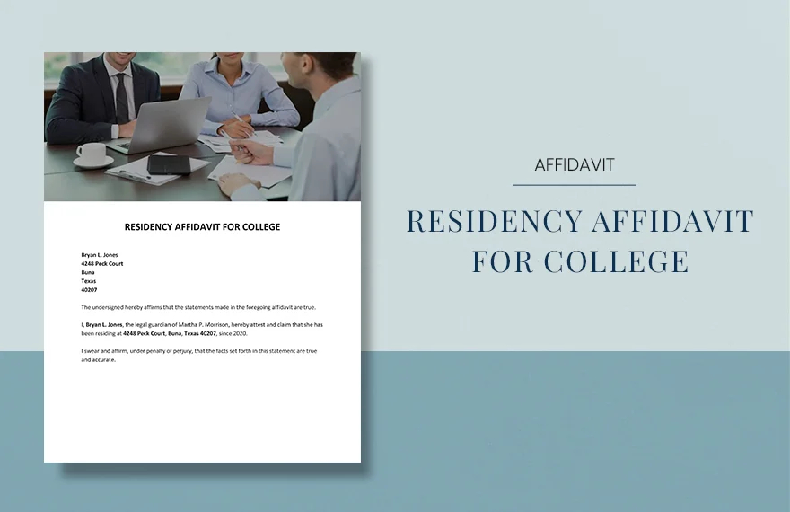 residency affidavit for college template1