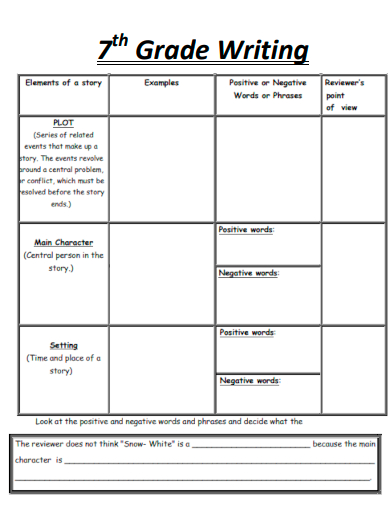 sample 7th grade writing worksheet template