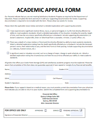 sample academic appeal form template