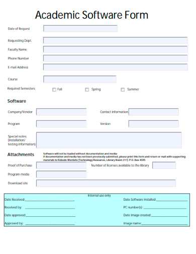 sample academic software form template
