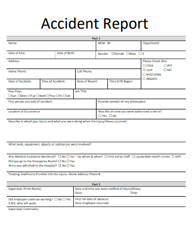 sample accident blank report form template