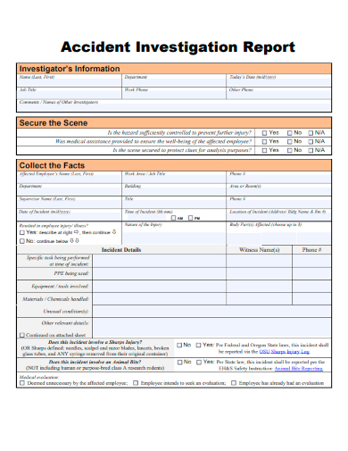 sample accident investigation report template