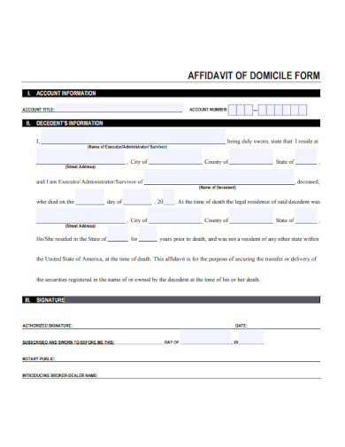 sample affidavit of domicile form