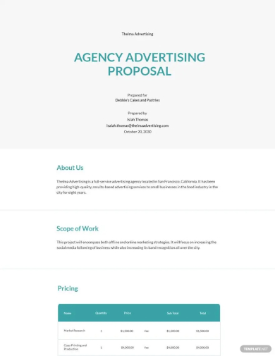 sample agency advertising proposal template