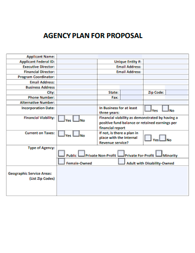 sample agency plan for proposal template