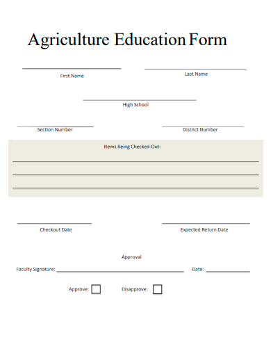 sample agriculture education form template