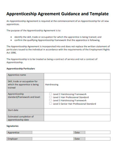 sample apprenticeship agreement guidance and template