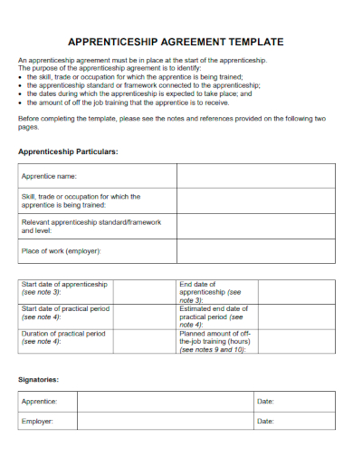 sample apprenticeship blank agreement template