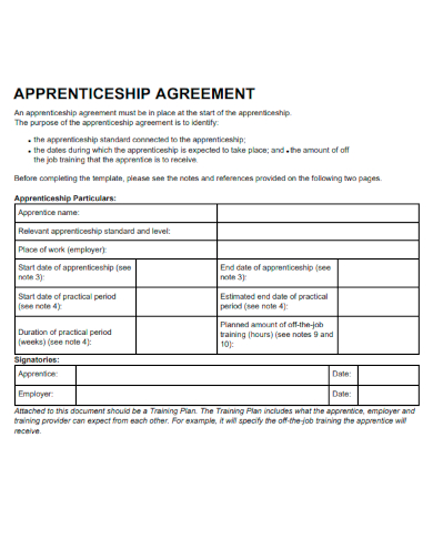 sample apprenticeship standard agreement template