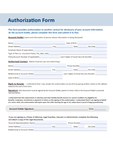 sample authorization form template