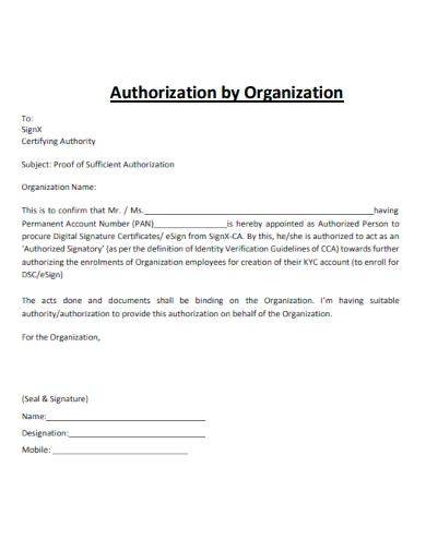 sample authorization by organization template